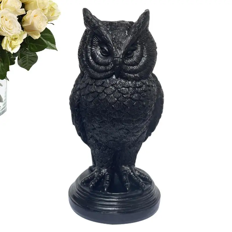 

Halloween Statue Resin Owl Crow Candle Holder Creative Desktop Home Party Decoration Sculpture Craft Ornament Halloween Gift