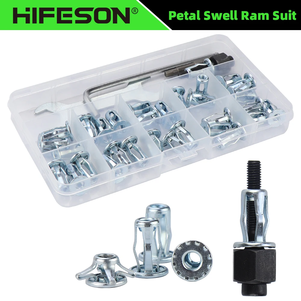 

HIFESON M4 M5 M6 Petal Rivets Lock Nut Rivet Set Black Steel Riveter Hollow Iron Clip Fixed Plate Nuts Riveter Metal Clamp Kits