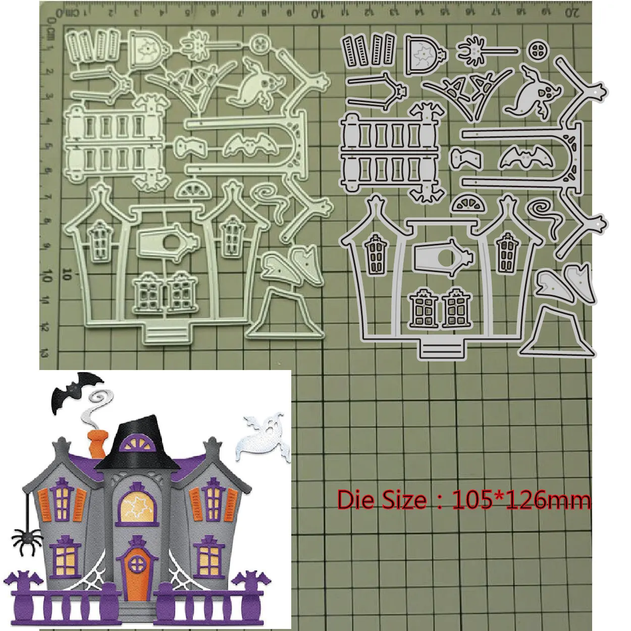 

Новинка 2023, металлические Вырубные штампы, украшение для Хэллоуина, привидения, дома, «сделай сам», скрапбукинг, бумажный нож, форма, лезвие, перфоратор, трафареты, штампы