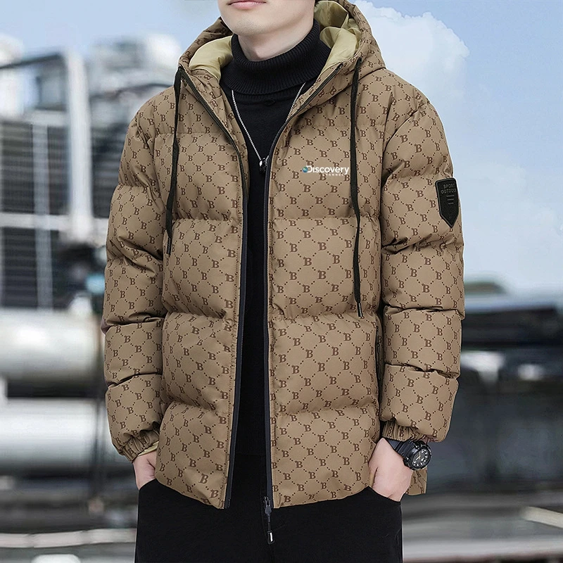 

2023 Winter Warm Thick Men Jacket Casual Parkas Hoodie Cotton Solid Color Zipper Warm Korean Style Fitness Fashion Men's Coat
