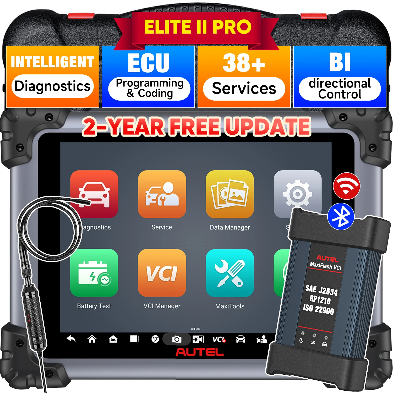 Autel Elite 2 Pro ECU программный сканер Профессиональный диагностический инструмент J2534 CAN FD / DoIP интеллектуальная Диагностика Andorid 10,0