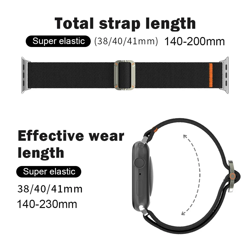 Фото Нейлоновый ремешок для Apple Watch Ultra 2 Band 49 мм 45 мм 44 мм 42 мм 46 мм 41 мм Эластичный браслет iWatch Series 10 9 8 7 6 5 SE correa №3