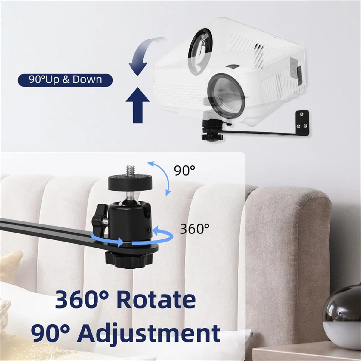 Фото (A12R) Портативный кронштейн для проектора 360° °   Поворотный настенный держатель для проектора с универсальным креплением 1/4 дюйма для XGIMI, JMGO, Dangbei №5