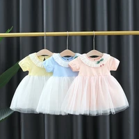 babzapleume summer toddler dresses cute mesh cotton splicing short sleeve infant princess dress newborn baby girls clothes 157