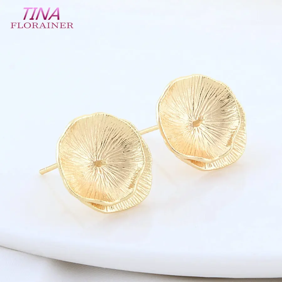 15 5*16 5 мм 18 К позолоченная латунь круглой формы серьги-гвоздики шпильки высокого