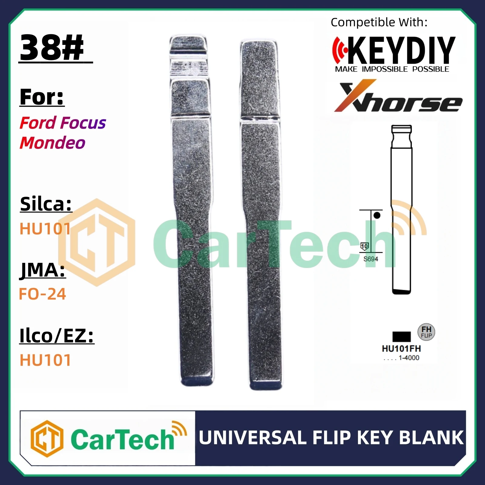 Фото 01 # HU49 необрезанный флип-пустой ключ для KEYDIY KD XHORSE VVDI Универсальный пульт дистанционного управления для Audi VW Volkswagen Seat Porsche Jetta Santana №1