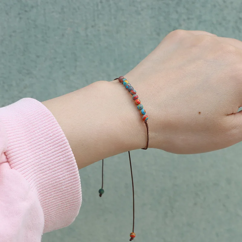 

4mm Bohemian Natural Stone Lava Braided Bracelets Handmade Gem Stone Yoga Men Beaded Bracelet Bangles Couples Jewelry Gift