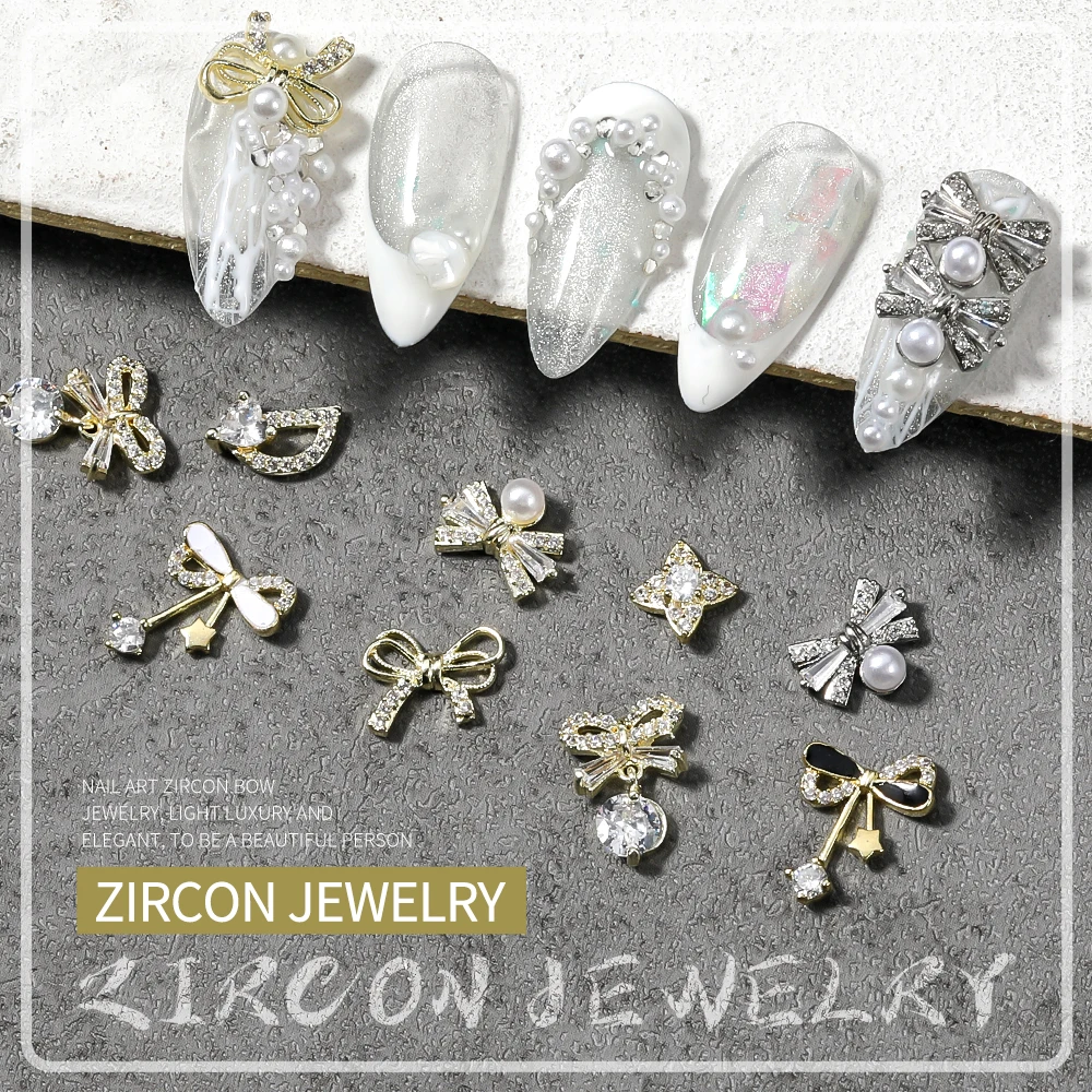 

The Latest 8 9D Nail Art Metal Nail Art Japanese Jewelry Nail Decoration High Quality Zircon Manicure Bow Rhinestone Ornaments