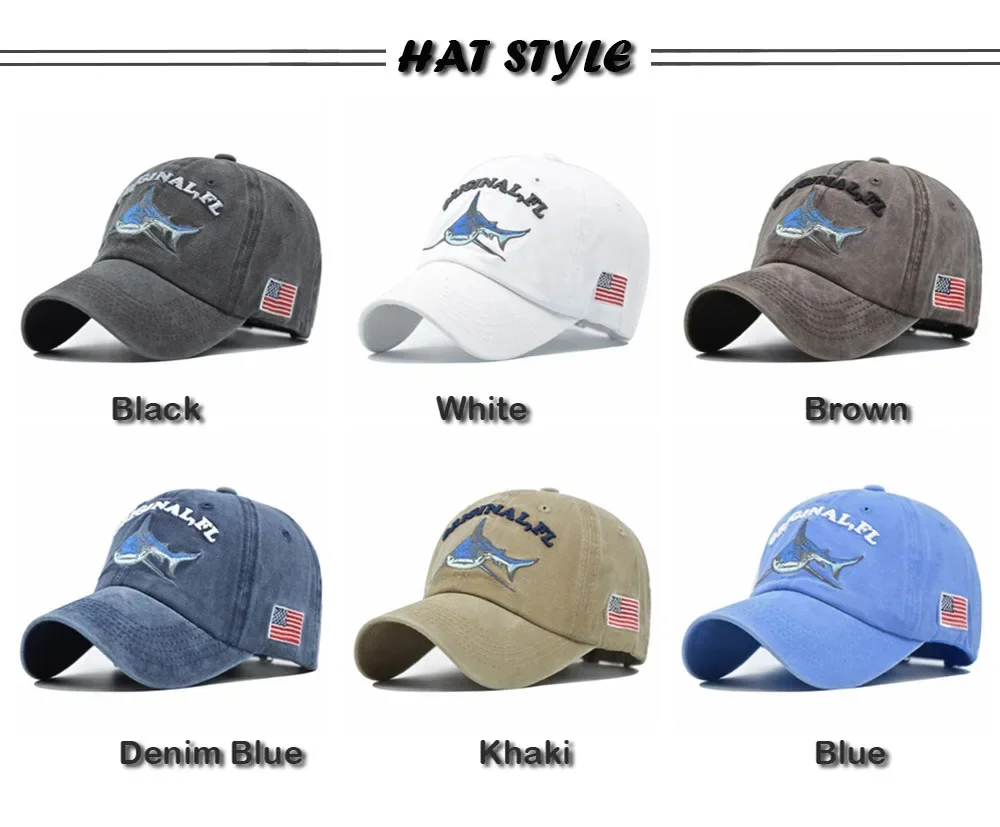 Модная бейсболка с 3D вышивкой акулы мужская Snapback женская хлопковая шляпа для