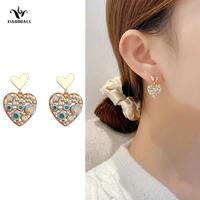 xiaoboacc 925 silver needle zircon heart stud earrings for women fashion retro love drop earrings jewelry wholesale