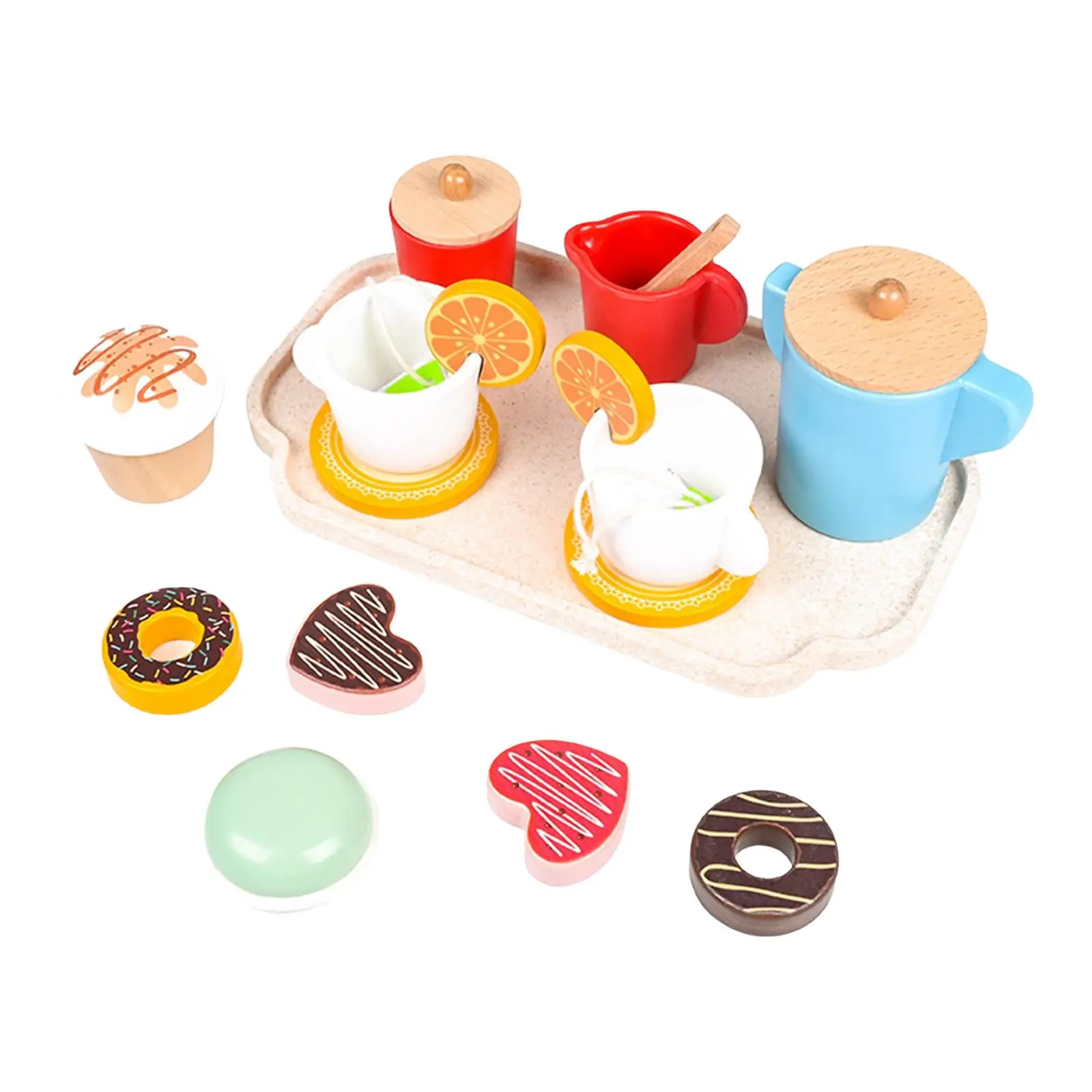 

12 Pieces Children Tea Party Set Developmental Toy Early Educational Kitchen Tableware Set for Preschool Kids Birthday Gift