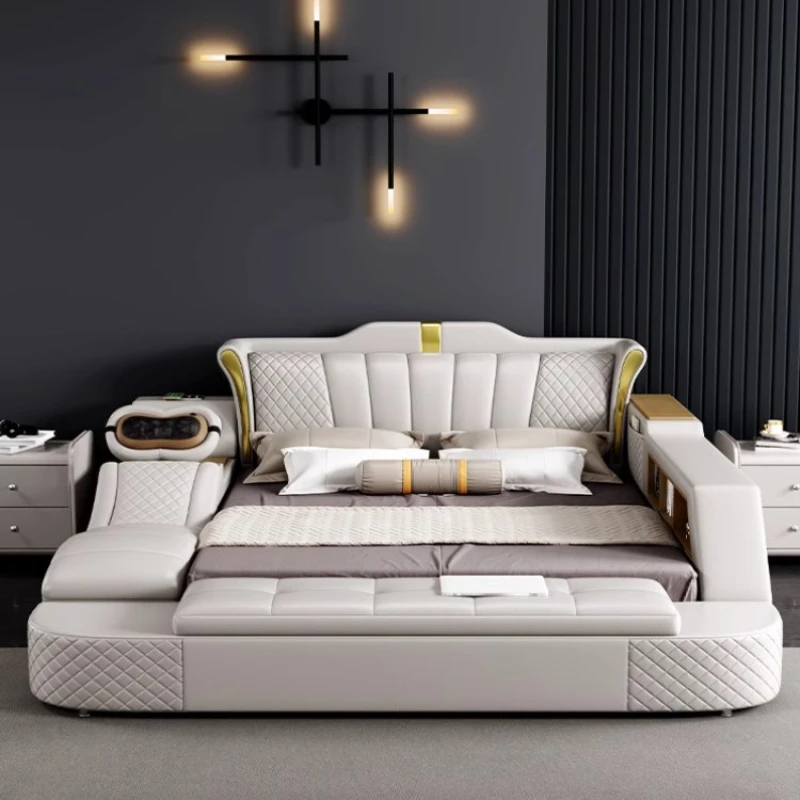 Довольно роскошная современная двуспальная кровать для хранения элегантный