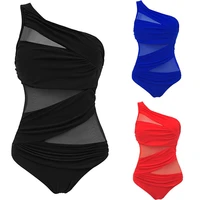women mesh 1 piece swimsuit padded monokini bikini bathing suits beach plus size swimwear