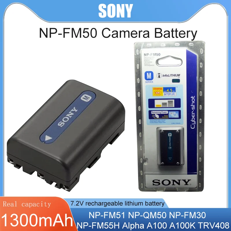 Оригинальный Sony 7 2 v 1300mAh NP-FM50 NP FM50 NPFM50 Аккумулятор для фотоаппарата |