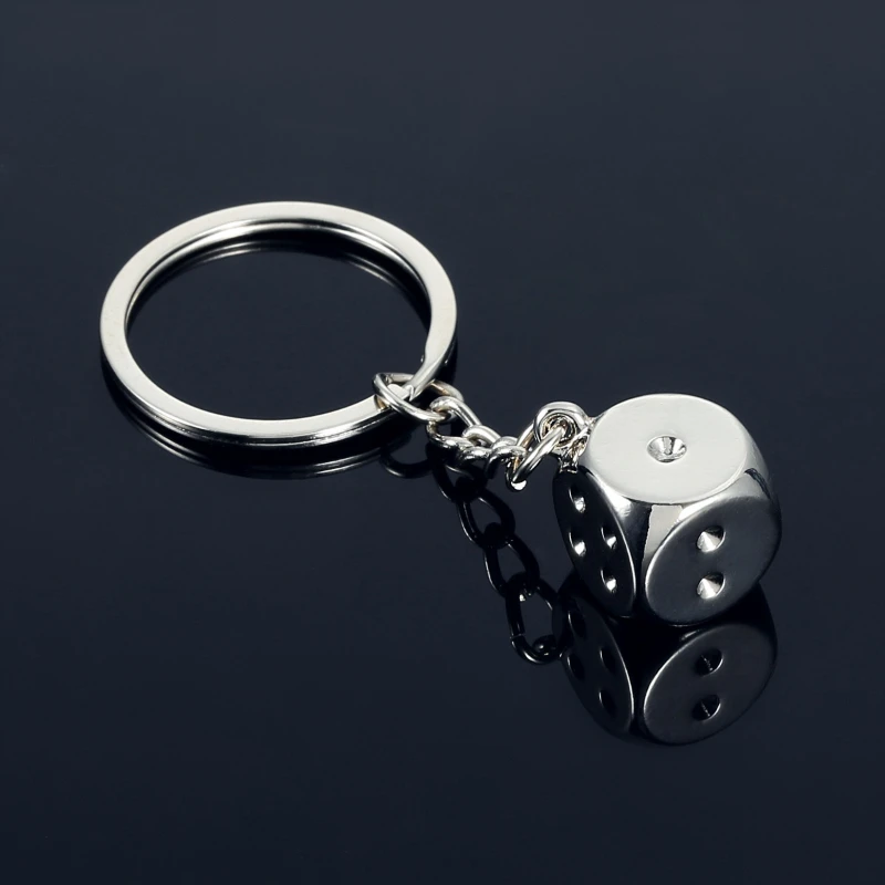 

Creative gift good luck sieve dice personality metal keychain car waist hanging dice key ring chain ring pendant accessories