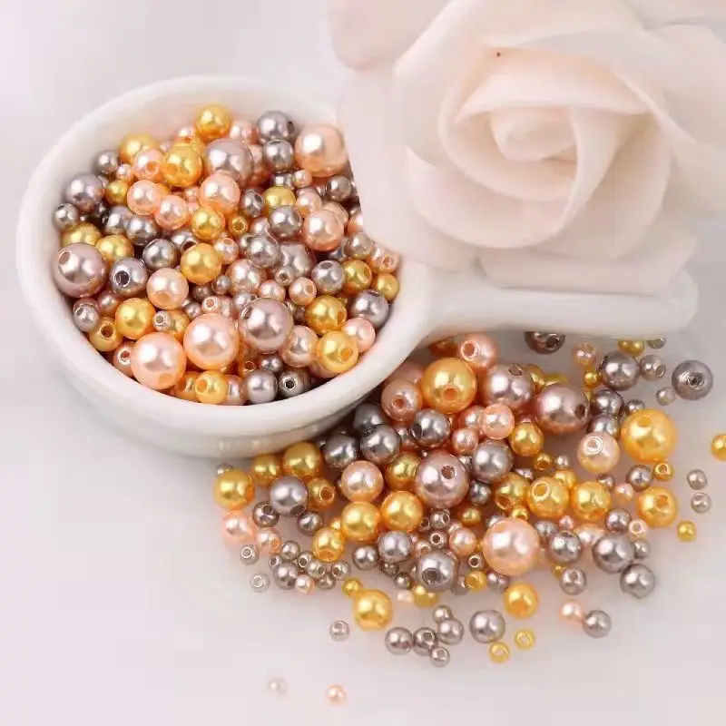 

3mm-10mm 20g Mixed Size High Quality Perforated Color ABS Imitation Pearl Jewelry Earrings Bracelet Necklace Loose Pearls