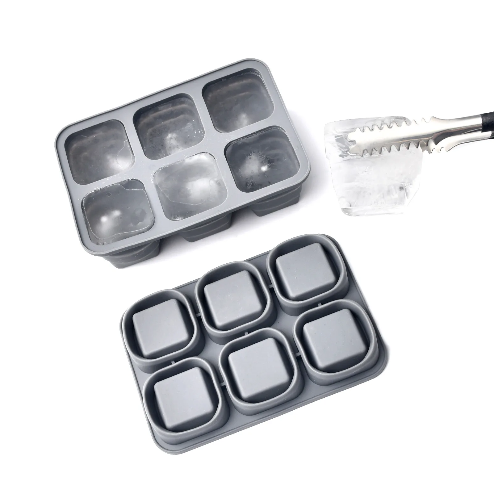 

Foldable Silicone Ice Tray Mold Whiskey Making Homemade Grid Large Ice Tray Mold Food Grade Silicone Square Ice Cube Mold