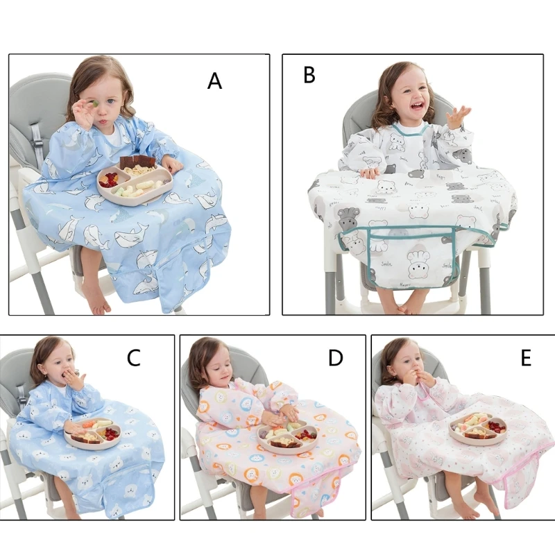 

Baby Coverall Feeding Bib Child Food Bib Dining Chair Cover Kiddie Drawing Bib Waterproof Unisex Apron Bib for Boy Girl Dropship