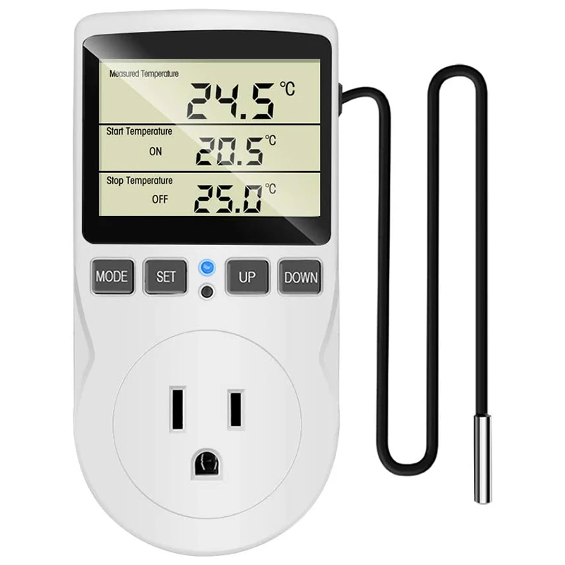 

Digital Temperature Controller Reptile Thermostat Control Socket Plug Heat Pad Cooling Heating Pad Timer US Plug