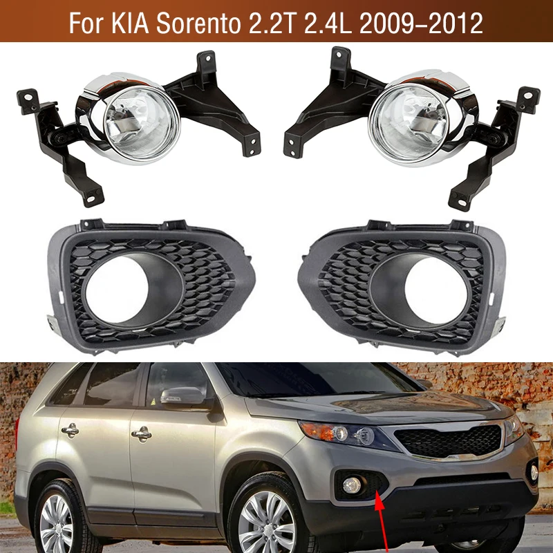 

1PC Car Front Bumper Fog Light Daytime Running Drive Lamp Cover Frame Lid For KIA Sorento 2.2T 2.4L 2009-2012 Foglight Foglamp