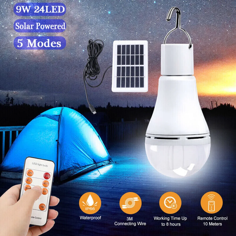 

Portable LED Solar Lamp 7W 9W Charged Solar Energy Light Panel Powered Emergency Bulb For Outdoor Garden Camping Tent Fishing