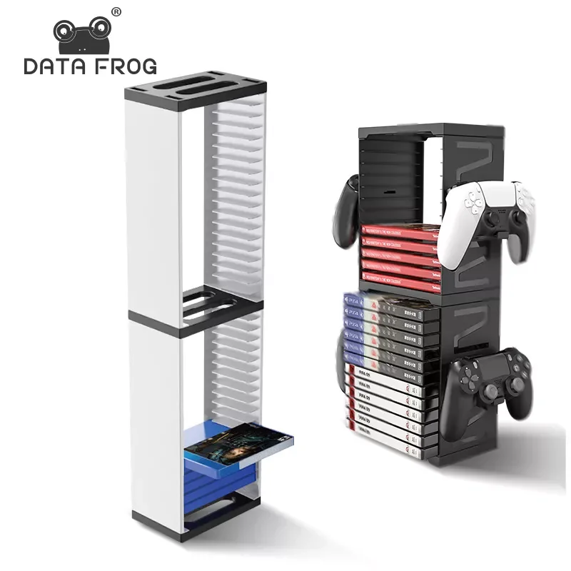 

DATA FROG Host Disc Double-layer Storage Box Holder For PS4/PS5 Universal Game Disc Holder Vertical Stand For NS/Xbox Series X