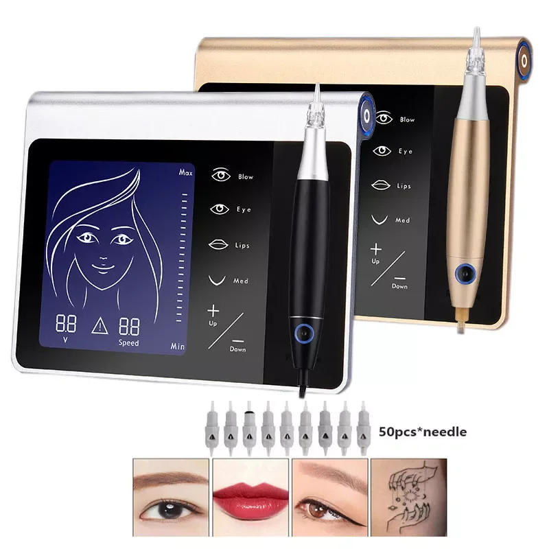 Touch Screen Permanent Makeup Machine Kit for Eyebrow Lip Eyeliner Machine With 50pcs Cartridge Neeldes Rechargeable Battery