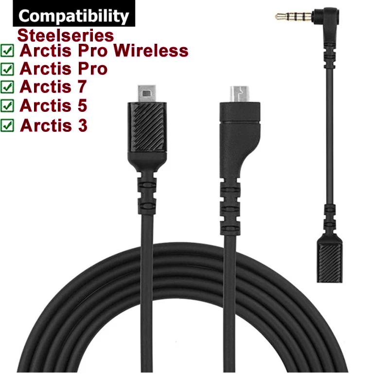 

5pcs Cable Extension for SteelSeries Arctis 3 5 7 Pro Wired Wireless Gaming Headphones Headsets sound card adapter cable