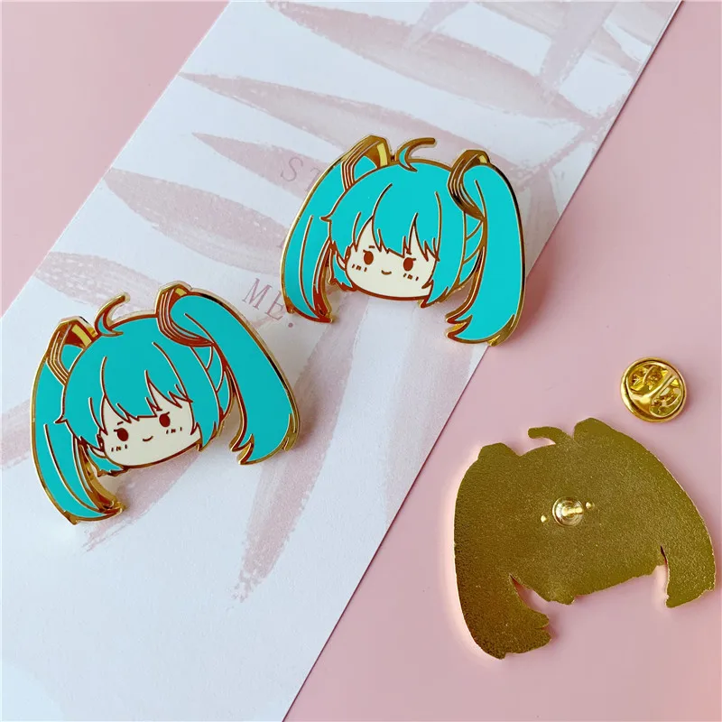 Хацунэ Мику аниме-аксессуар металлический значок эмалевая брошь сплав краска двухмерная девочка рюкзак одежда украшение подарок на.