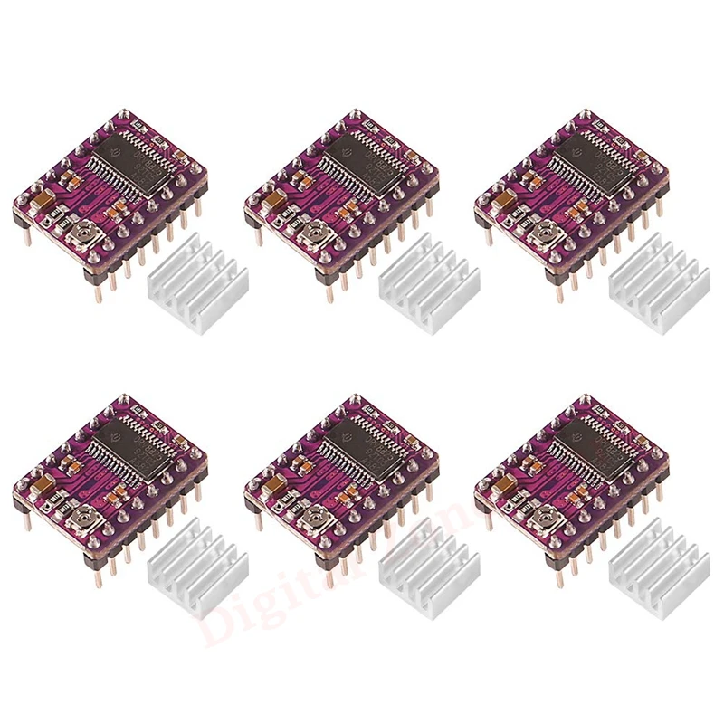 

6PCS DRV8825 Stepstick Stepper Motor Driver Module Purple with Heat Sink Kit for RepRap RAMPS 1.4 3D Printer Accessories