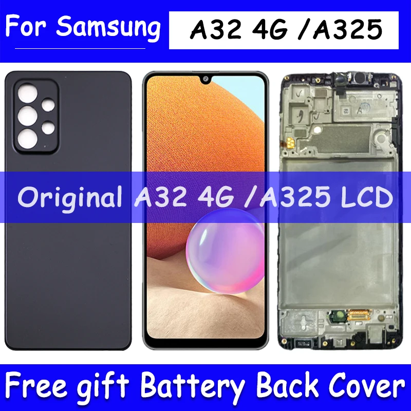 

6.4"Original For Samsung Galaxy A32 4G A325 LCD Display Frame Touch Digitizer Screen For Samsung A32 SM-A325F LCD Replacement