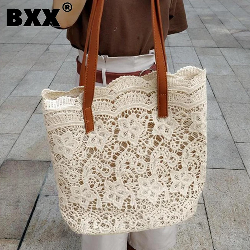 

[BXX] Fashion Women's Shoulder Bag Lace Solid Color Versatile Large Capacity Bucket Bags 2023 New Tide Elegant Handbag 8CY122