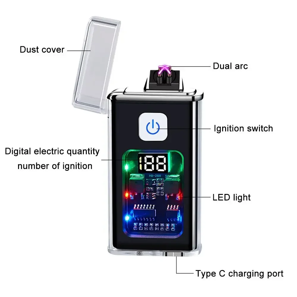 Стильная USB перезаряжаемая электрическая зажигалка крутая ветрозащитная