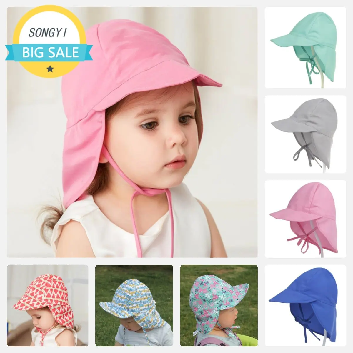 SPF 50+ Baby Sun Hat Adjustable Summer Cap Outdoor Travel Beach Sun Protection Hat Toddler Hat Infant Accessories Children Cap