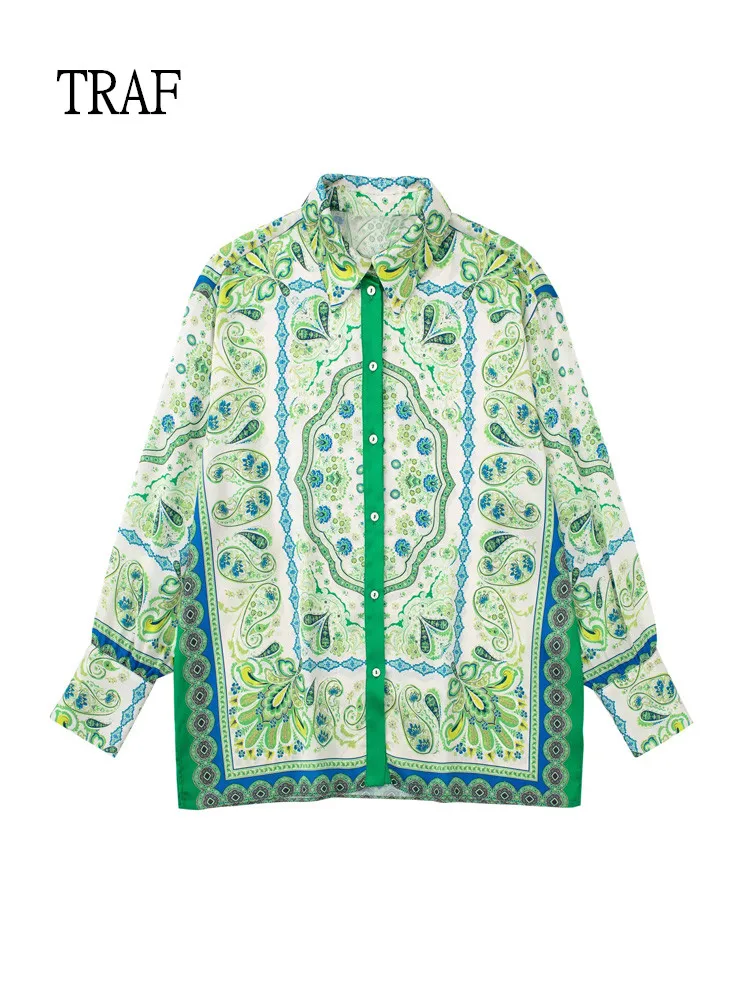 

Рубашка женская летняя с принтом, на пуговицах, свободного покроя