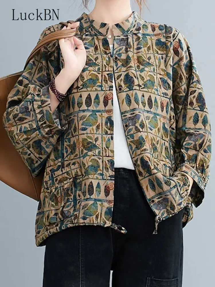 

Осенние женские кардиганы, художественные винтажные хлопковые льняные топы, блузы с длинным рукавом, Повседневная Свободная Женская блузк...