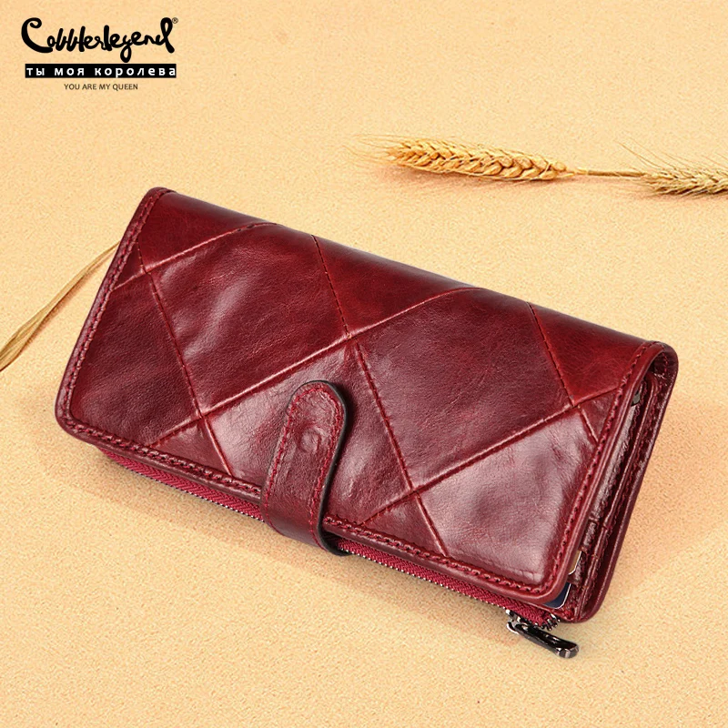 Genuine Leather Wallet Women Long Rfid Card Holder Ladies Red Purse Designer Brand Clutch Bags Fashion Female Luxury Leather Bag