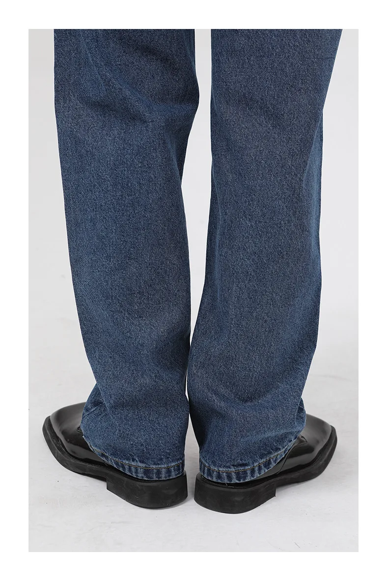 Four Seasons Men's Korean Style Personality Straight Zipper Design Jeans Men's Wide Leg Pants Fashion Streetwear Ins Hot Sale