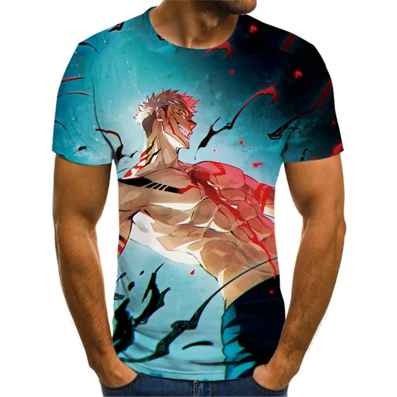 

Футболка мужская с коротким рукавом, модная тенниска с 3D рисунком аниме, Смешная майка с рисунком из комиксов, уличная одежда в стиле Харадз...