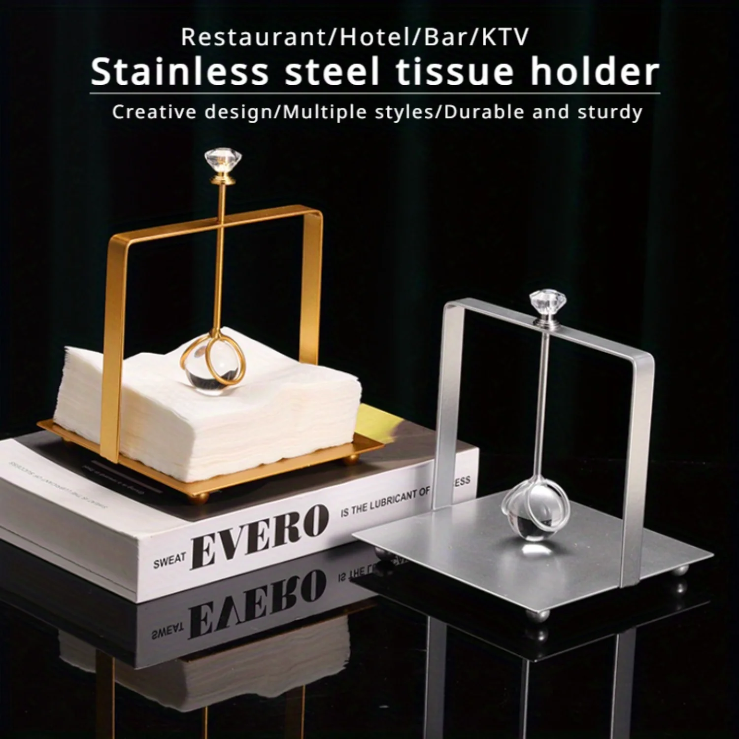 Квадратный держатель для салфеток из нержавеющей стали-отдельно стоящий