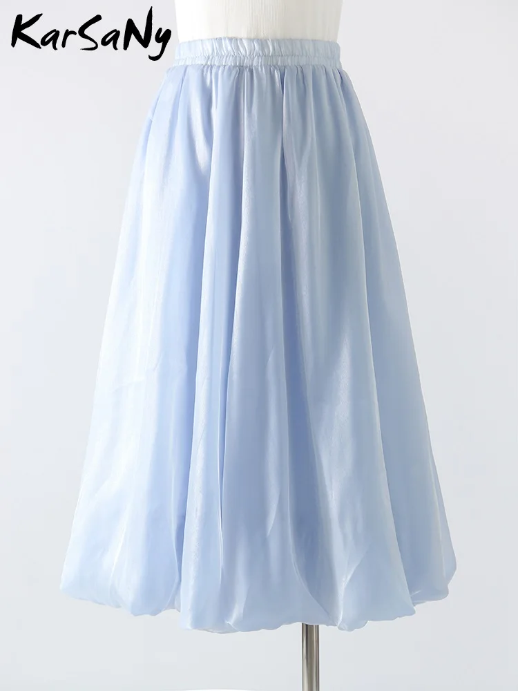 Весна-лето Яркая шелковая женская юбка с цветочным бутоном Однотонная