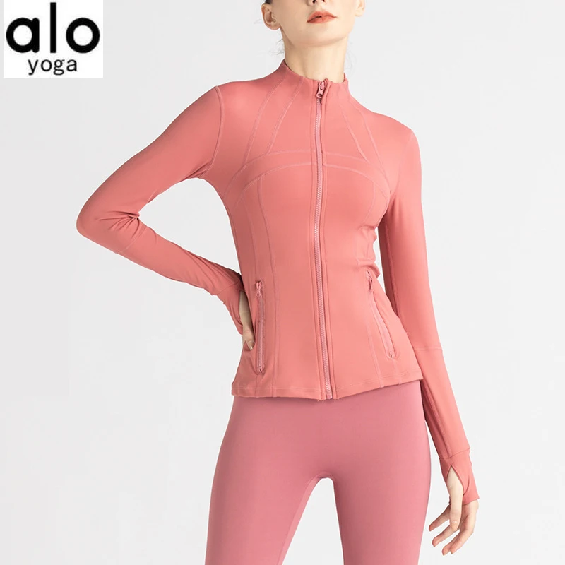 

Alo Yoga Women's Yoga Jacket Stretch Nude Sense Long Sleeve Sports Jacket Comprehensive Training Running Outdoor Women's Jacket
