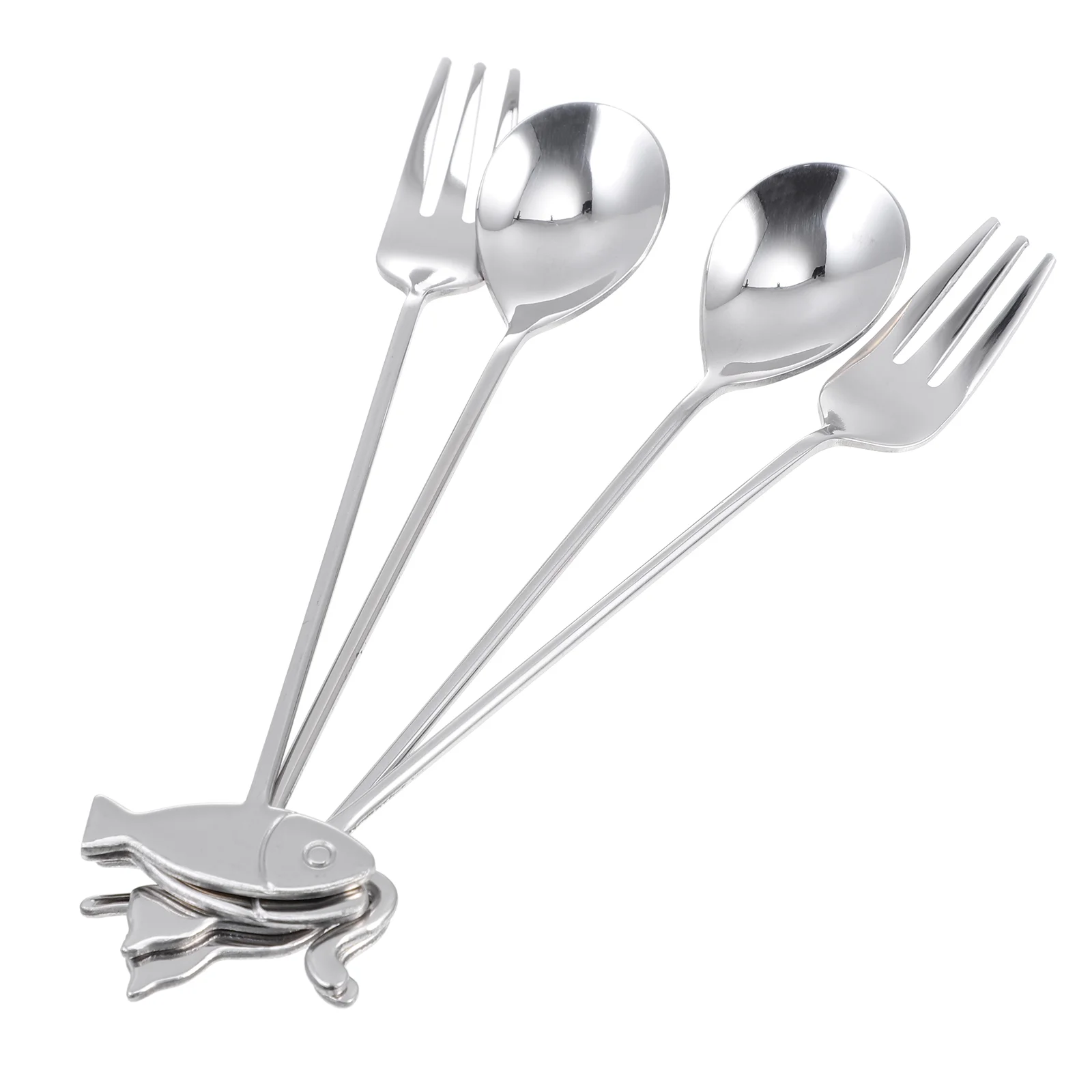 

4Pcs Durable Stainless Steel Mixing Spoons Practical Coffee Spoons Cartoon Spoons