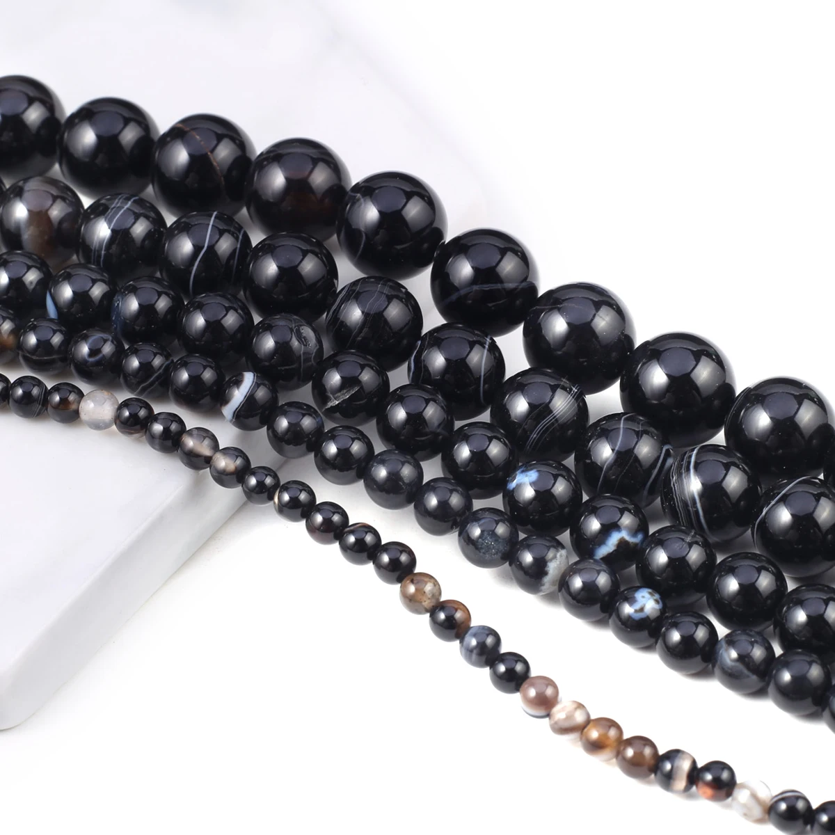 

Natural Stone Beads Loose Round Black Spacer Polished Crystal Bead for Jewelry Making Diy Women Necklace Bracelet Accessories