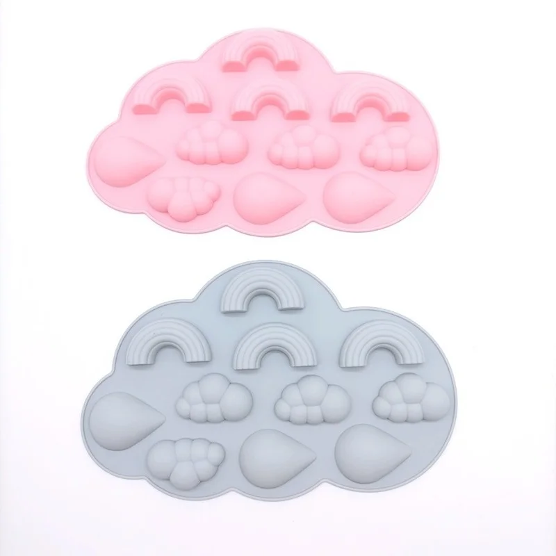 

Three-dimensional Mousse Chocolate Cloud Drop Rainbow Candy Cake Chocolate Gypsum Aromatherapy Handmade Soap Silicone Mold
