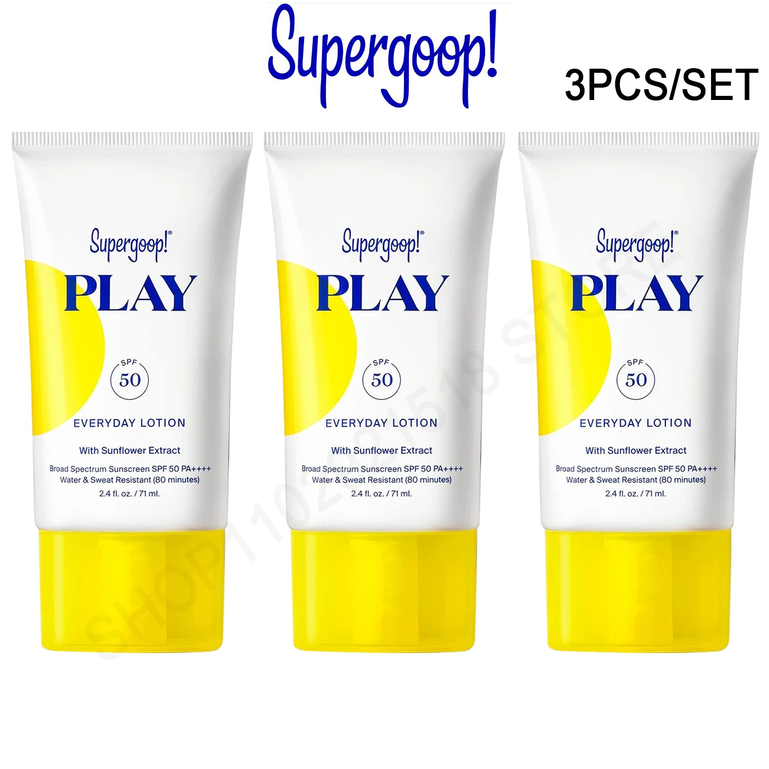 

3PCS Supergoop PLAY Everyday Lotion SPF 50 Broad Spectrum Body & Face Sunscreen for Sensitive Skin Active Days Skin care 71ml