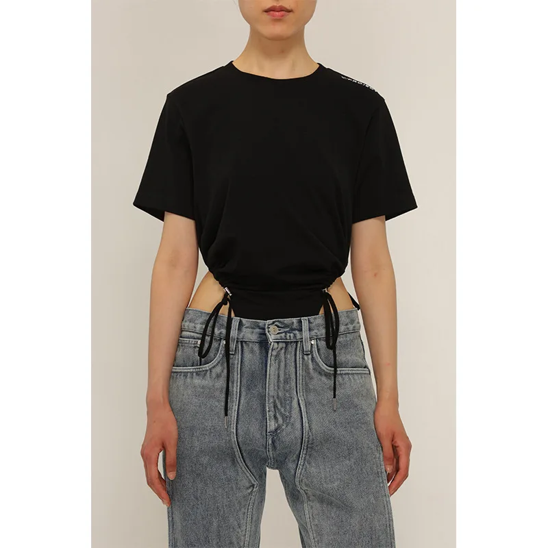 

129238 129237 Модный Роскошный дизайнерский тканевый женский пикантный комбинезон с вышивкой буквами и коротким рукавом Y/P