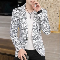 2022 spring new mens fashion korean suit creative graffiti mixed color mens casual blazer