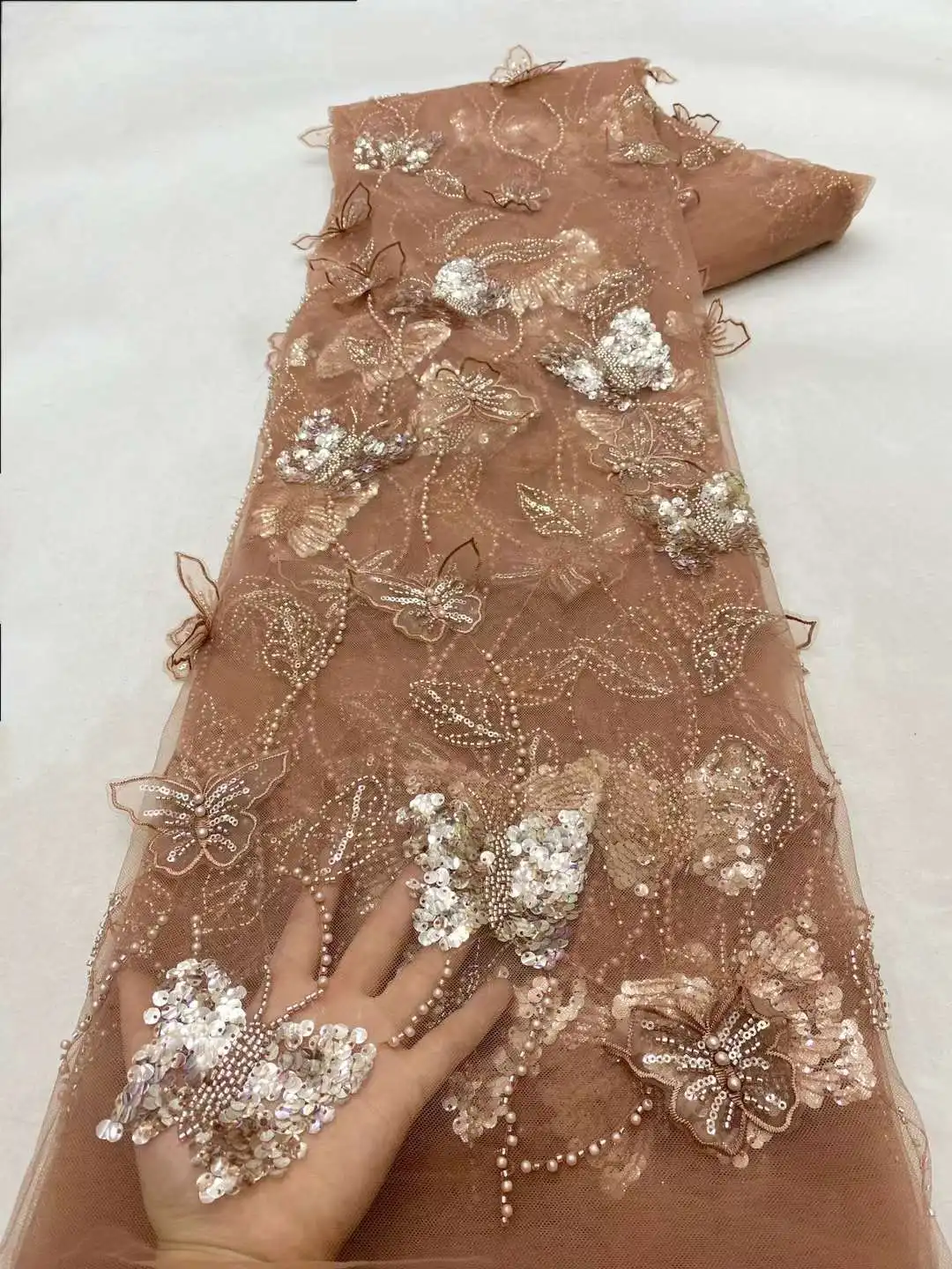 Роскошные африканские бусины с блестками Elagant кружевная ткань 2024