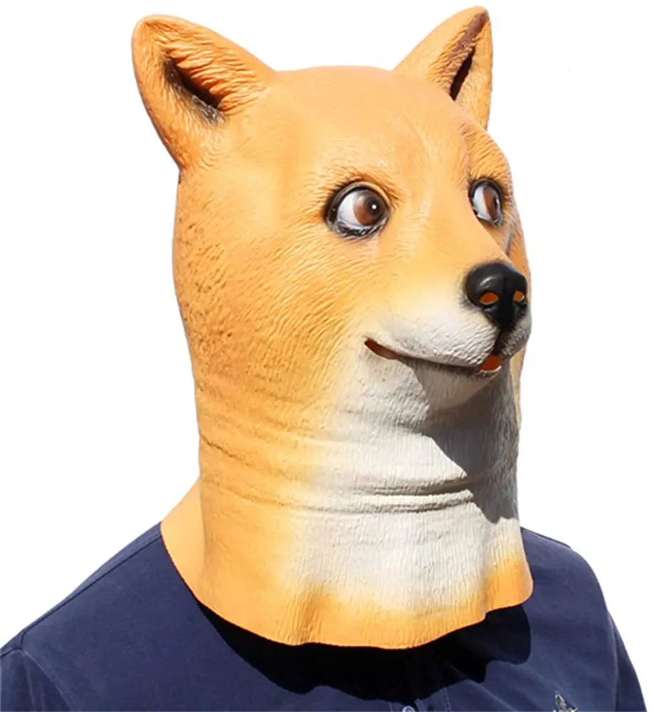 

Dog Mask, Masquerade Party, Latex Masks, Realistic, Halloween Dress-Up Orange, Animal Headgear, Cute Dress, Shiba Inu